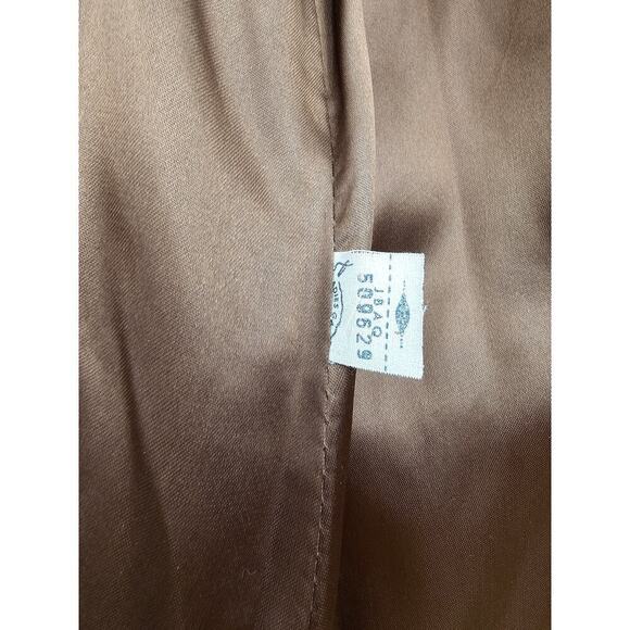 Vtg 70s Miss Gallery Women's S/M Brown & Tan Plaid Retro Wool Trench Coat w/Belt - Picture 5 of 12